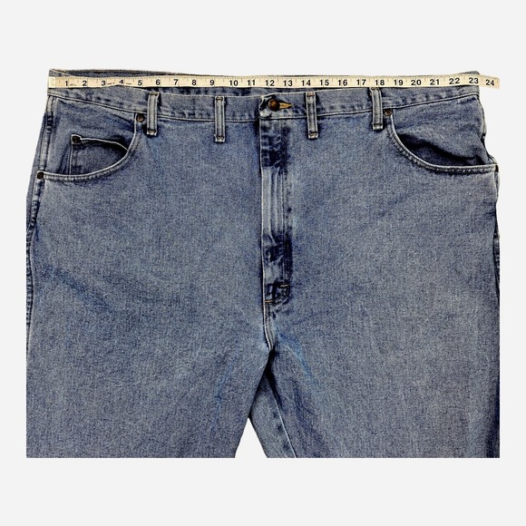 Wrangler Rugged Wear Jeans Mens 48x30 Tag* Straight Medium Wash Denim Work Pants - Picture 6 of 10